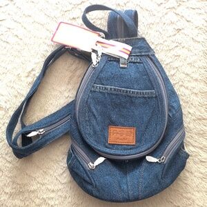 Recycled Denim 3-way backpack/crossbody/shoulder bag
